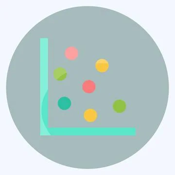 Scatter Plot I Icon in trendy flat style isolated on soft blue background Ilustración de archivo
