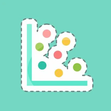 Scatter Plot I Sticker in trendy line cut isolated on blue background Ilustración de archivo
