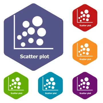 Scatter plot icons hexahedron Ilustración de archivo