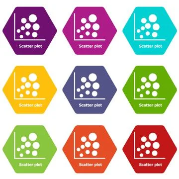 Scatter plot icons set 9 Stock Illustration