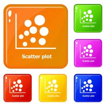 Scatter plot icons set color Ilustración de archivo