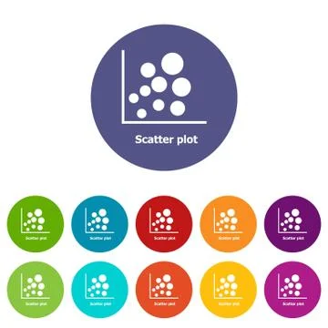 Scatter plot icons set vector color Illustrazione stock