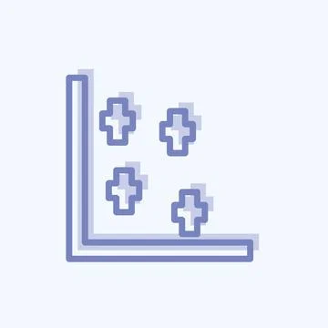 Scatter Plot II Icon in trendy two tone style isolated on soft blue backgroun Ilustración de archivo