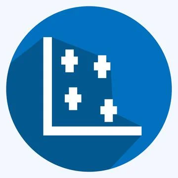 Scatter Plot II Icon in trendy long shadow style isolated on soft blue backgr Ilustración de archivo