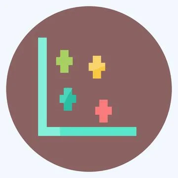 Scatter Plot II Icon in trendy flat style isolated on soft blue background Ilustración de archivo