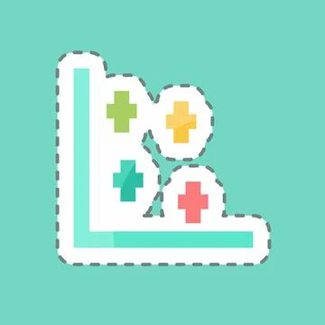 Scatter Plot II Sticker in trendy line cut isolated on blue background Ilustración de archivo