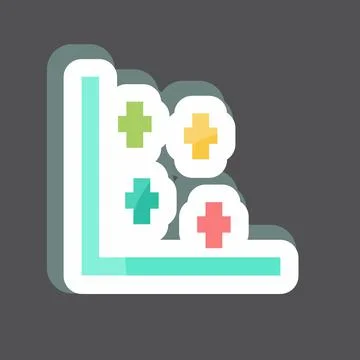 Scatter Plot II Sticker in trendy isolated on black background Ilustración de archivo