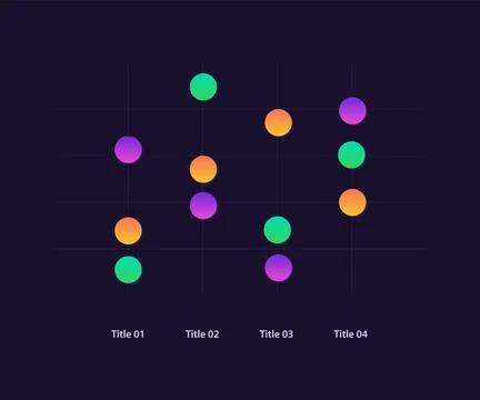 Scatter plot infographic chart design template for dark theme Stock Illustration