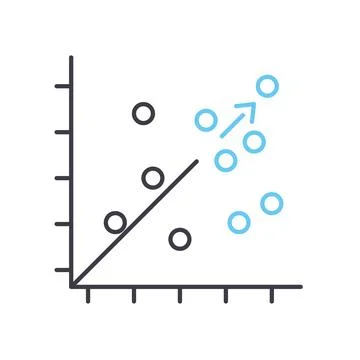 Scatter plot line icon, outline symbol, vector illustration, concept sign Stock Illustration