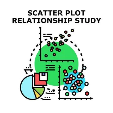 Scatter plot relationship study analyzing data visualization Ilustración de archivo