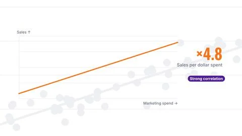Scatter plot with rising trend line for marketing return, vector illustrati.. 스톡 일러스트
