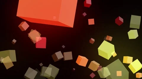Scattered 3D Cubes in Various Sizes and Translucent Colors Floating Against.. Stock Footage 321454335