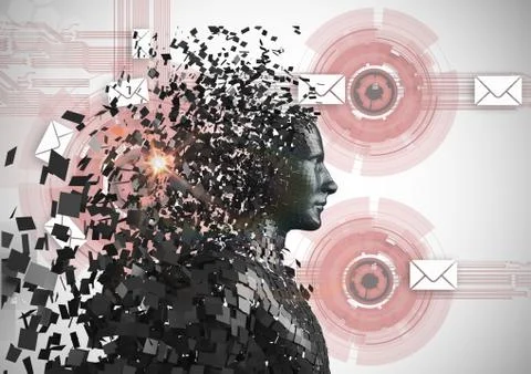 Scattered 3d human over abstract background Stock Illustration