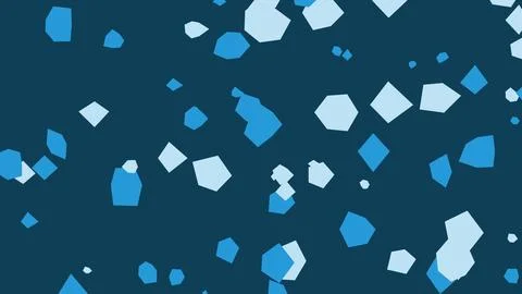 Scattered blue geometric shapes on dark background Illustrazione stock