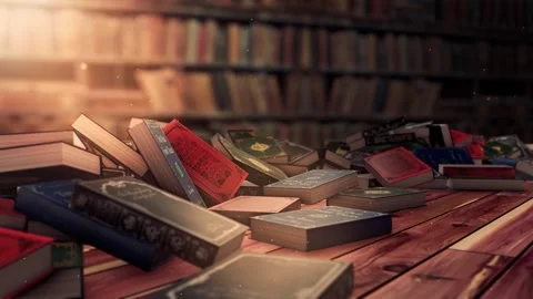 Scattered Books Close-Up Video stock 165619105