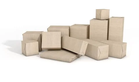 Scattered Box Parcels Stock Illustration