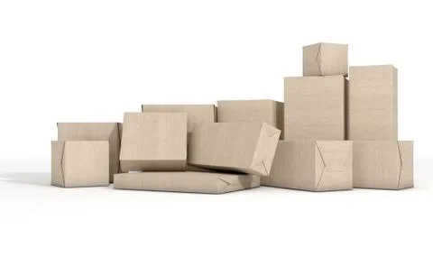 Scattered Box Parcels Stock Illustration