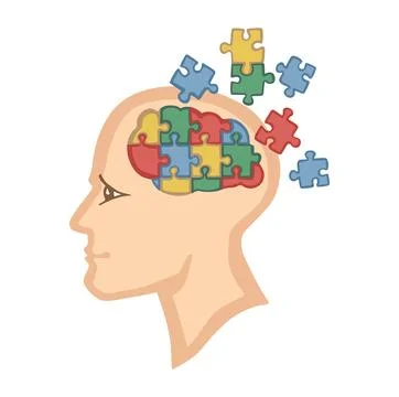 Scattered brain mosaic cartoon vector illustration Stock Illustration