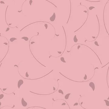 Scattered branches with red leaves. Repeating vector pattern. Pink background Illustrazione stock