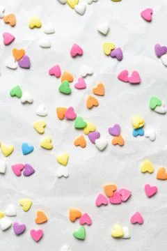 Scattered candy hearts Stock Photos