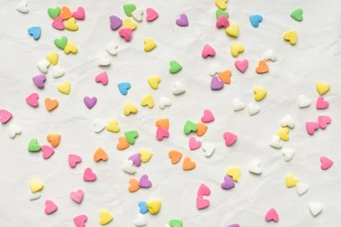 Scattered candy hearts Stock Photos