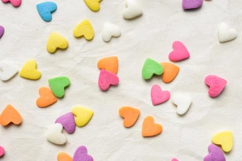 Scattered candy hearts Stock Photos