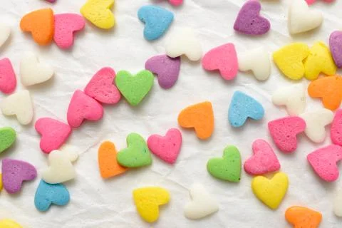 Scattered candy hearts Stock Photos