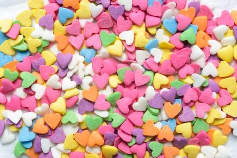 Scattered candy hearts Stock Photos