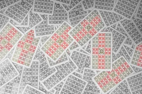 Scattered cards on the table Stock Photos