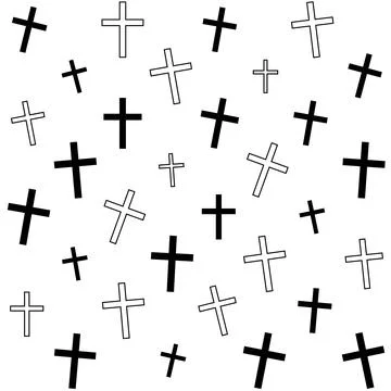 Scattered Christian Cross Pattern Vector Background Stock Illustration
