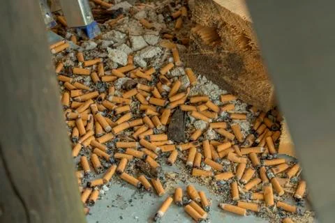 Scattered cigarettes on the floor Stock Photos
