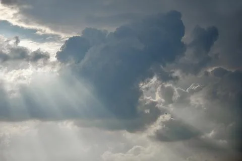 Scattered cloud clusters in a blue sky, blue sky background with white clouds Stock Photos