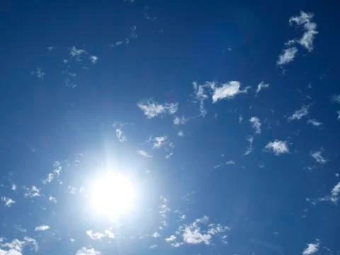 Scattered clouds with sun Stock Photos