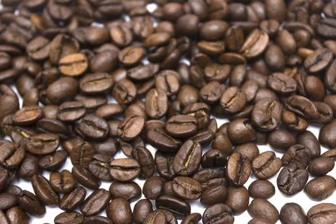 Scattered coffee beans background, coffee concept Stock Photos