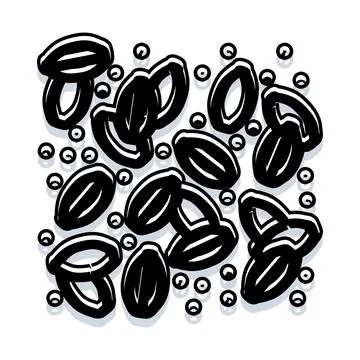 Scattered coffee beans pattern on white background 库存插图