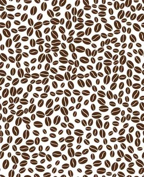 Scattered coffee beans - various size and rotation - seamless pattern 스톡 일러스트