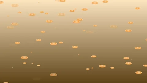 Scattered coins falling against a soft gradient brown background animation Stock Footage 335488518
