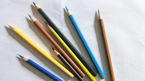 Scattered Colored Pencils Stock Photos