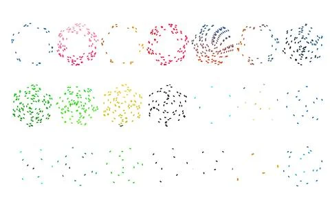 Scattered colorful dot clusters, abstract circular particle patterns, vibra.. Ilustração Stock