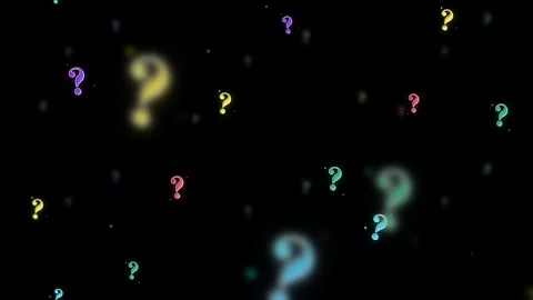 Scattered colorful question marks with bokeh effect on a dark background 動画素材 335826295