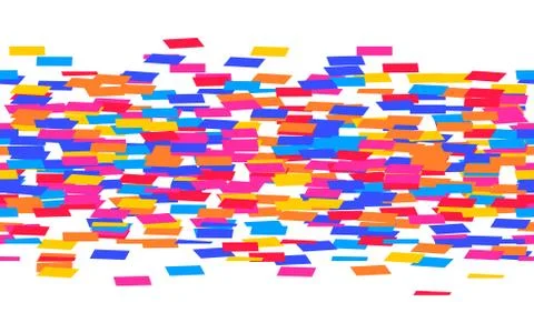 Scattered colorful sheets. Abstract vector seamless pattern, border, stripe. Illustrazione stock