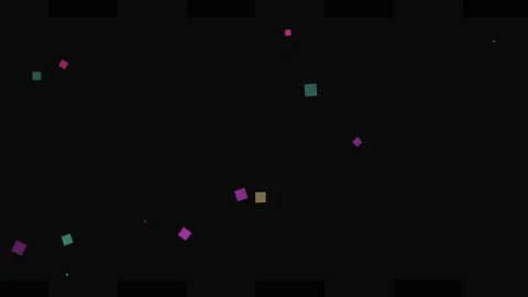 Scattered colorful squares floating in a dark void, abstract digital art Stock Footage 335442000
