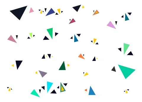 Scattered colorful triangles abstract background, Geometric pattern with mult Stock Illustration