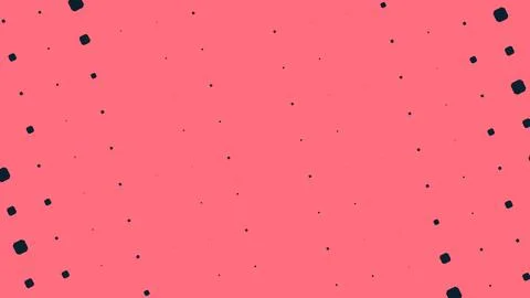 Scattered dark geometric confetti frames a spacious coral pink field, offer.. Ilustração Stock