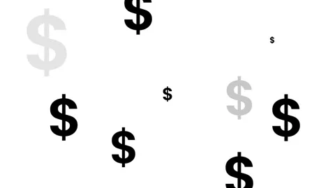 Scattered Dark Gray and Black Dollar Signs on White Background Keywords: do.. Stock Footage 321789986