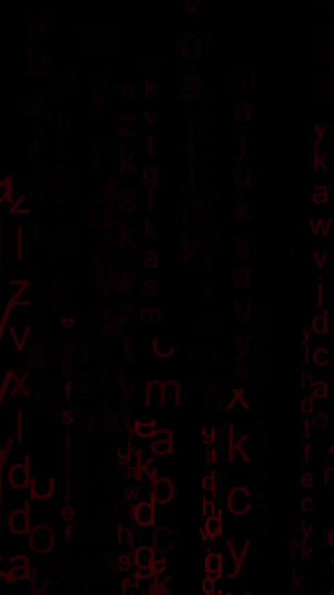 Scattered Dark Red Letters and Symbols on Black Background abstract alphabet Stock Footage 337462151