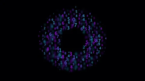 Scattered digits in the eyeball, seamless looping Stockbeeldmateriaal 336191385