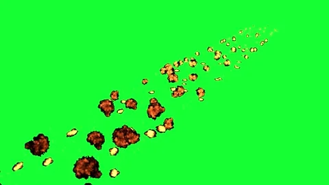 Scattered Ember Trajectory - Dynamic Fire Debris Green Screen Effect Stock Footage 264626933