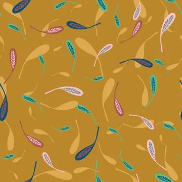 Scattered feathers seamless vector pattern Stock Illustration