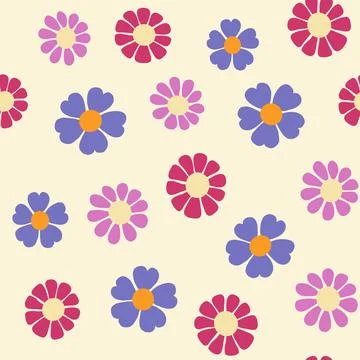 Scattered Floral Seamless Pattern Stock Illustration
